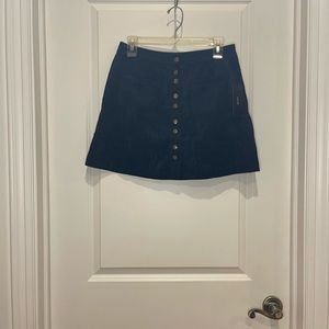 navy blue velvet skirt with buttons